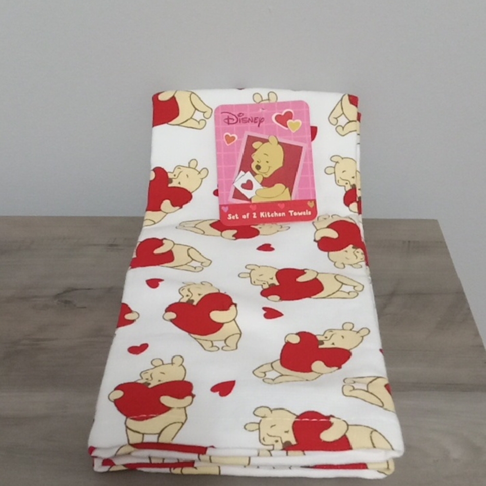 Disney Winnie the Pooh Red Heart Kitchen Towel - Set of 2